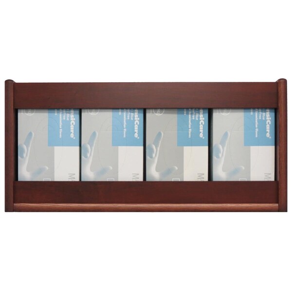 Wooden Mallet 4 Pocket Glove & Tissue Rectangle Box Holder Black & Mahogany GBS11-4BK - main